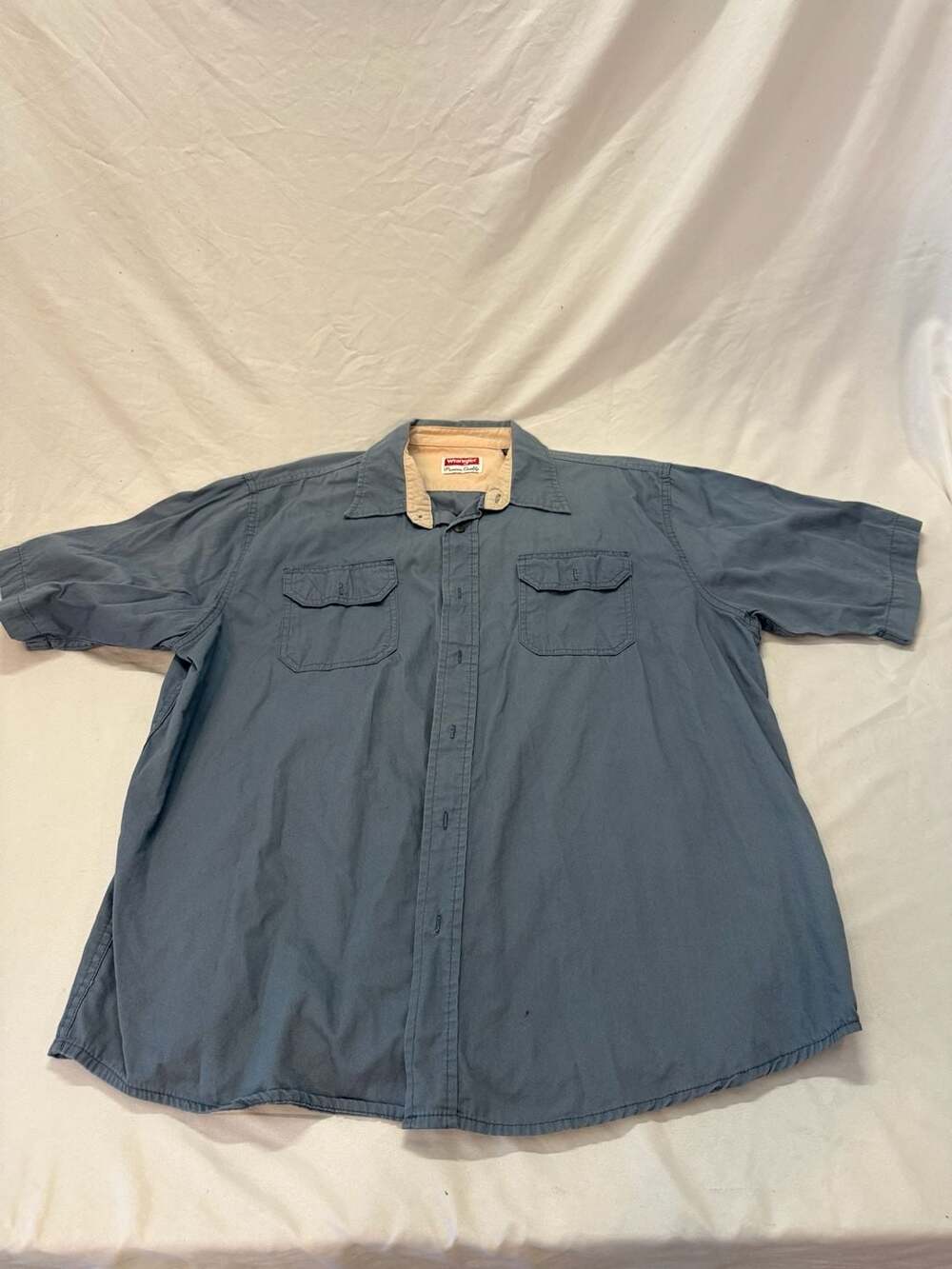 Wrangler Short Sleeve Button Down Shirt Size XL Blue Cotton